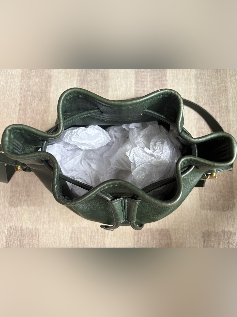 COACH Vintage Thompson Drawstring Bottle Green Bucket Bag Shoulder Bag 4151 - Picture 5 of 13